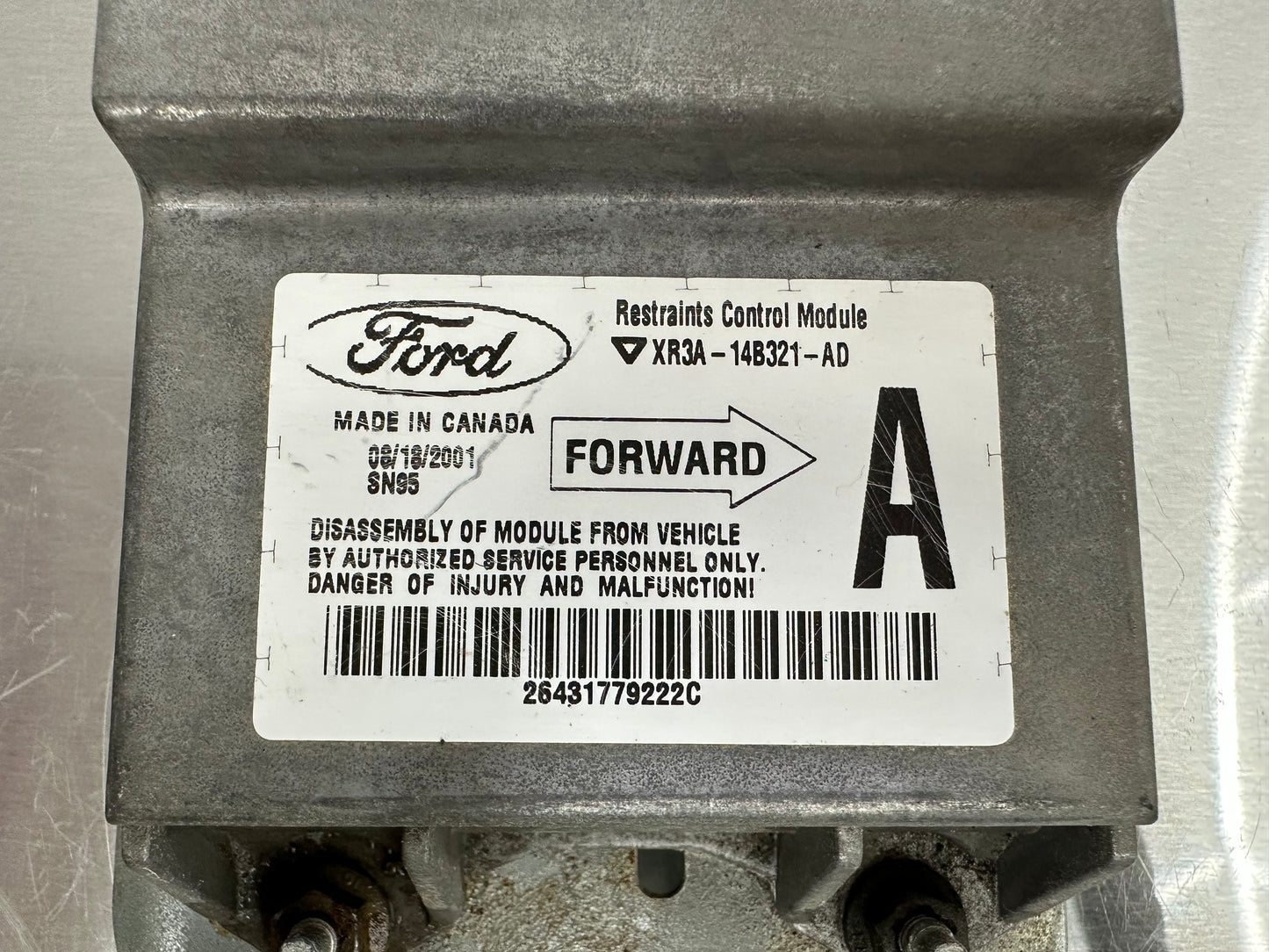 99-04 Ford Mustang Restraint Airbag Computer Control Module OEM XR3A-14B321-AD #01