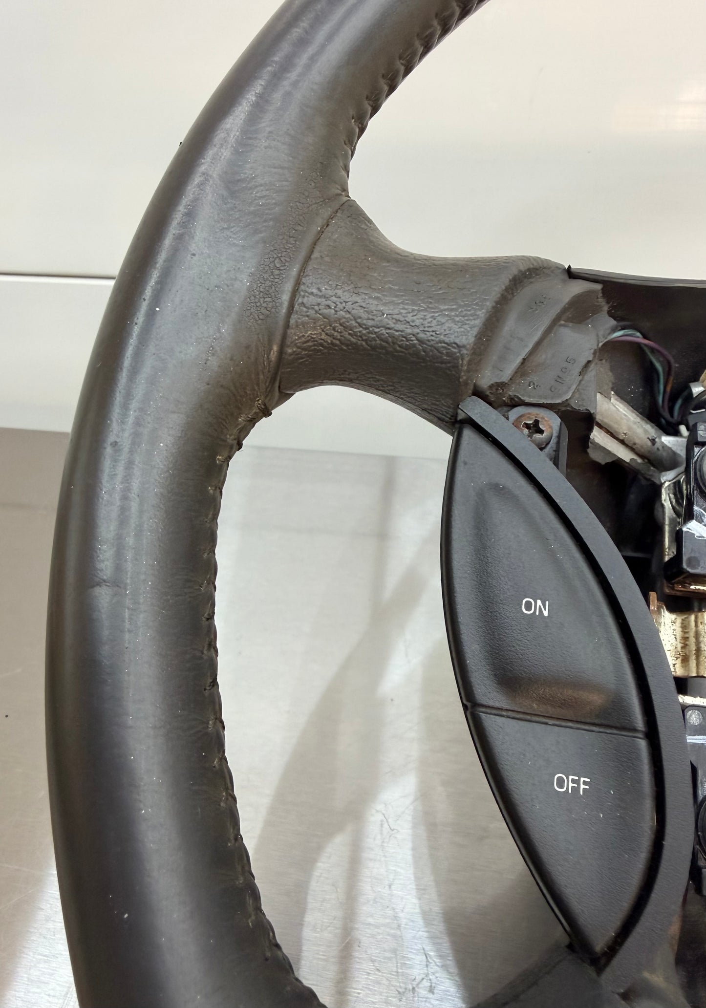 94-98 Ford Mustang Gray Leather Steering Wheel W/ Cruise Control OEM F5ZC-9D780-AA #05