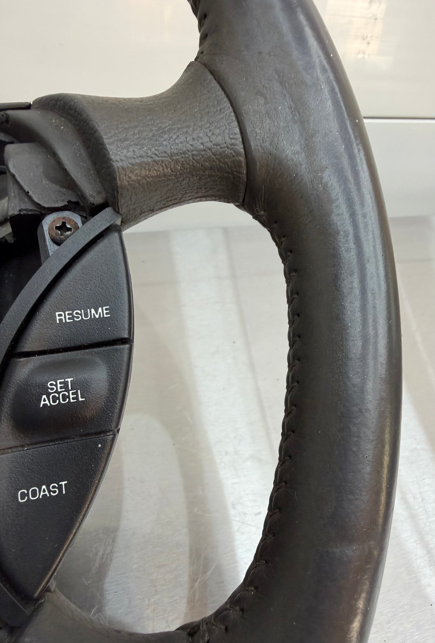 94-98 Ford Mustang Gray Leather Steering Wheel W/ Cruise Control OEM F5ZC-9D780-AA #05