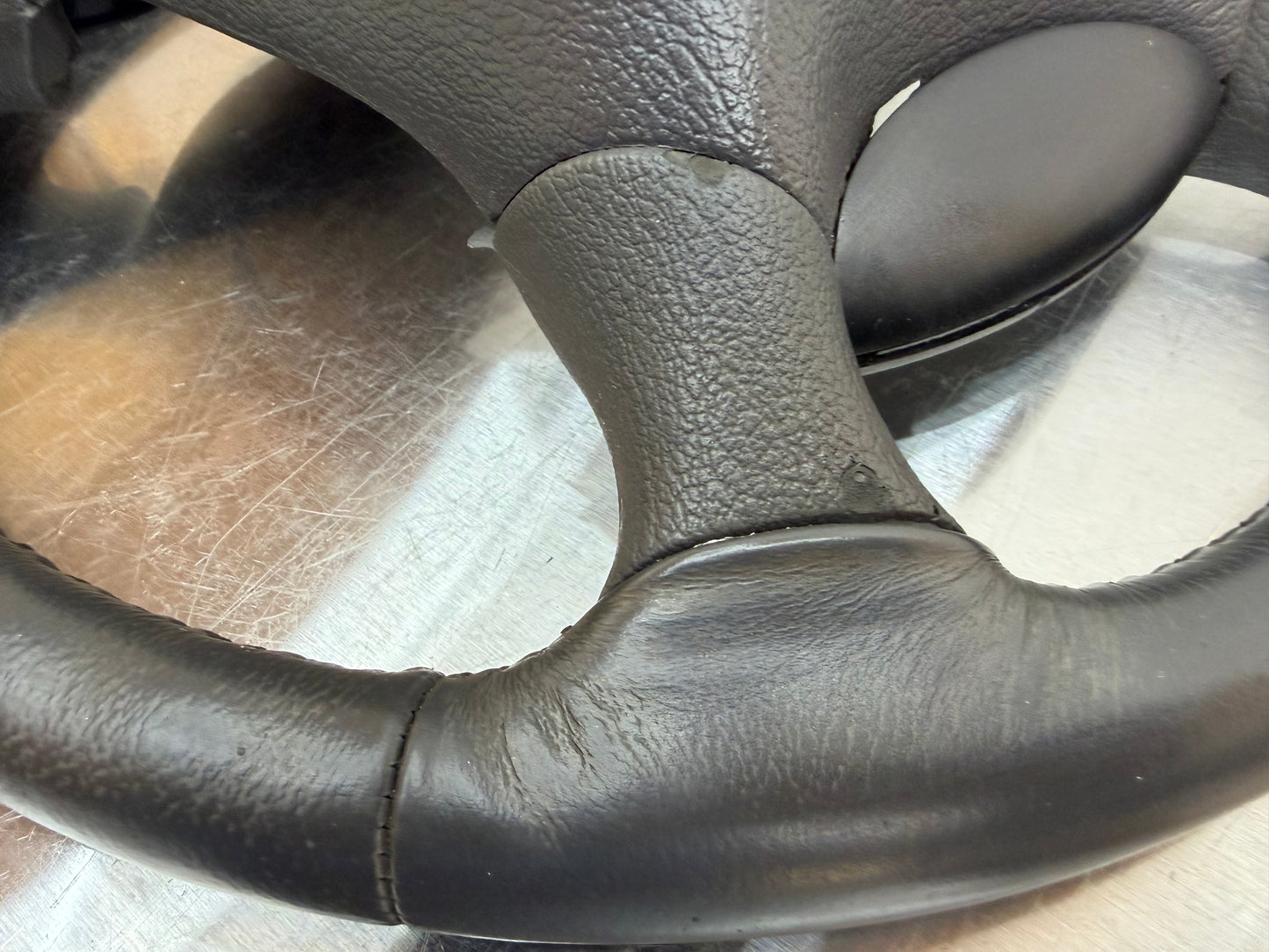 94-98 Ford Mustang Gray Leather Steering Wheel W/ Cruise Control OEM F5ZC-9D780-AA #05