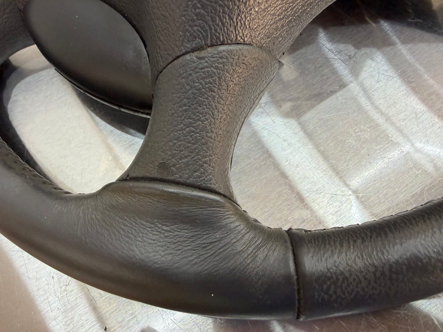 94-98 Ford Mustang Gray Leather Steering Wheel W/ Cruise Control OEM F5ZC-9D780-AA #05