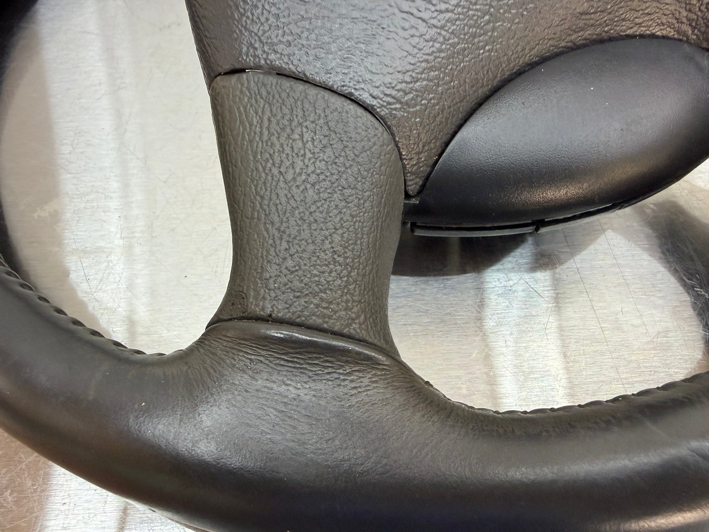94-98 Ford Mustang Gray Leather Steering Wheel W/ Cruise Control OEM F5ZC-9D780-AA #05
