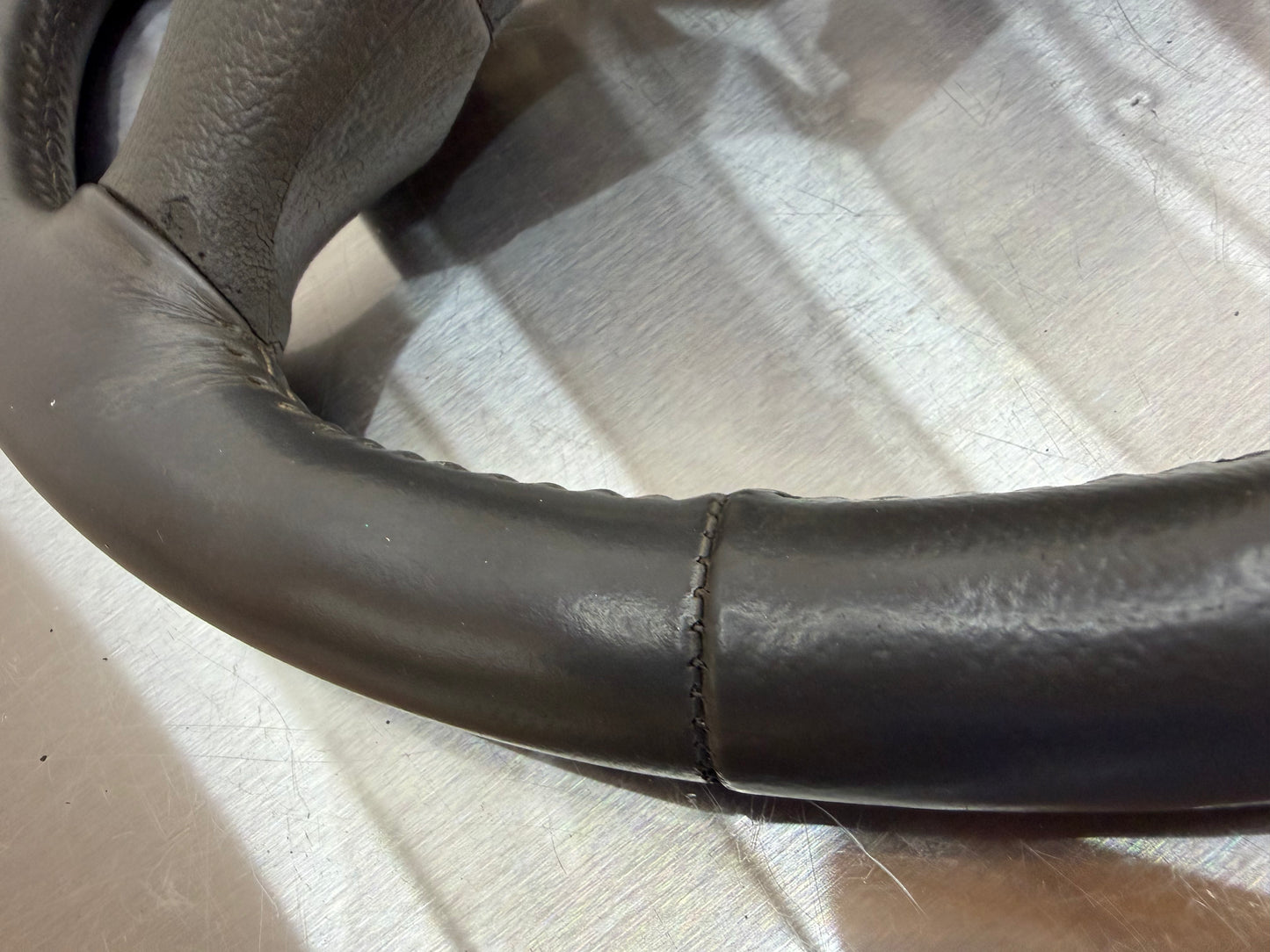 94-98 Ford Mustang Gray Leather Steering Wheel W/ Cruise Control OEM F5ZC-9D780-AA #05
