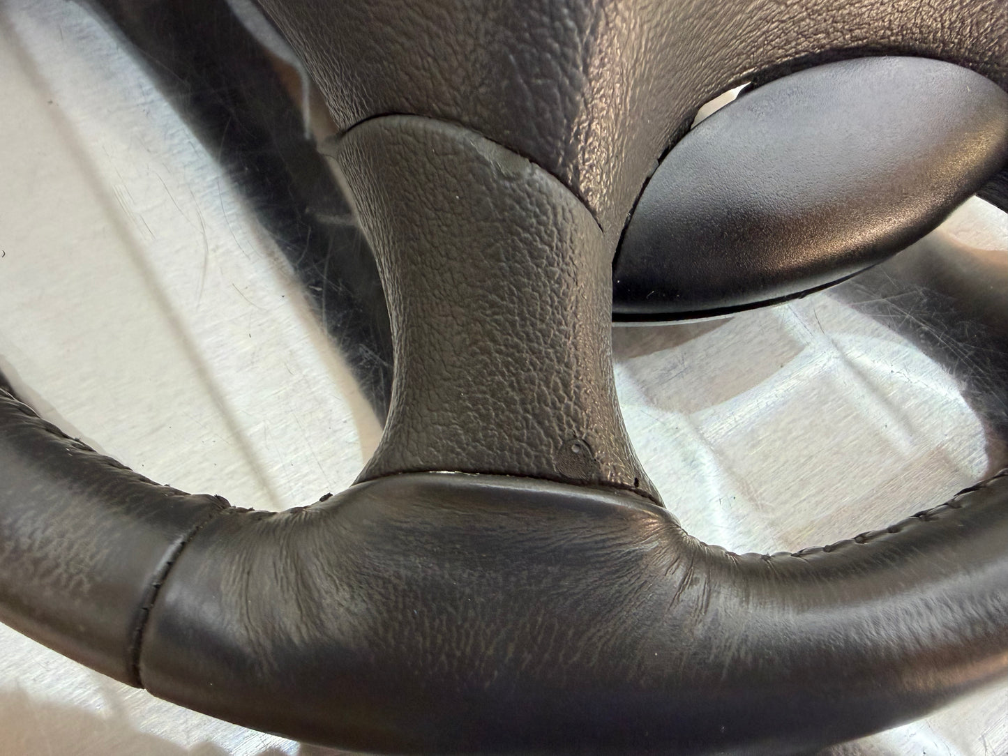 94-98 Ford Mustang Gray Leather Steering Wheel W/ Cruise Control OEM F5ZC-9D780-AA #05