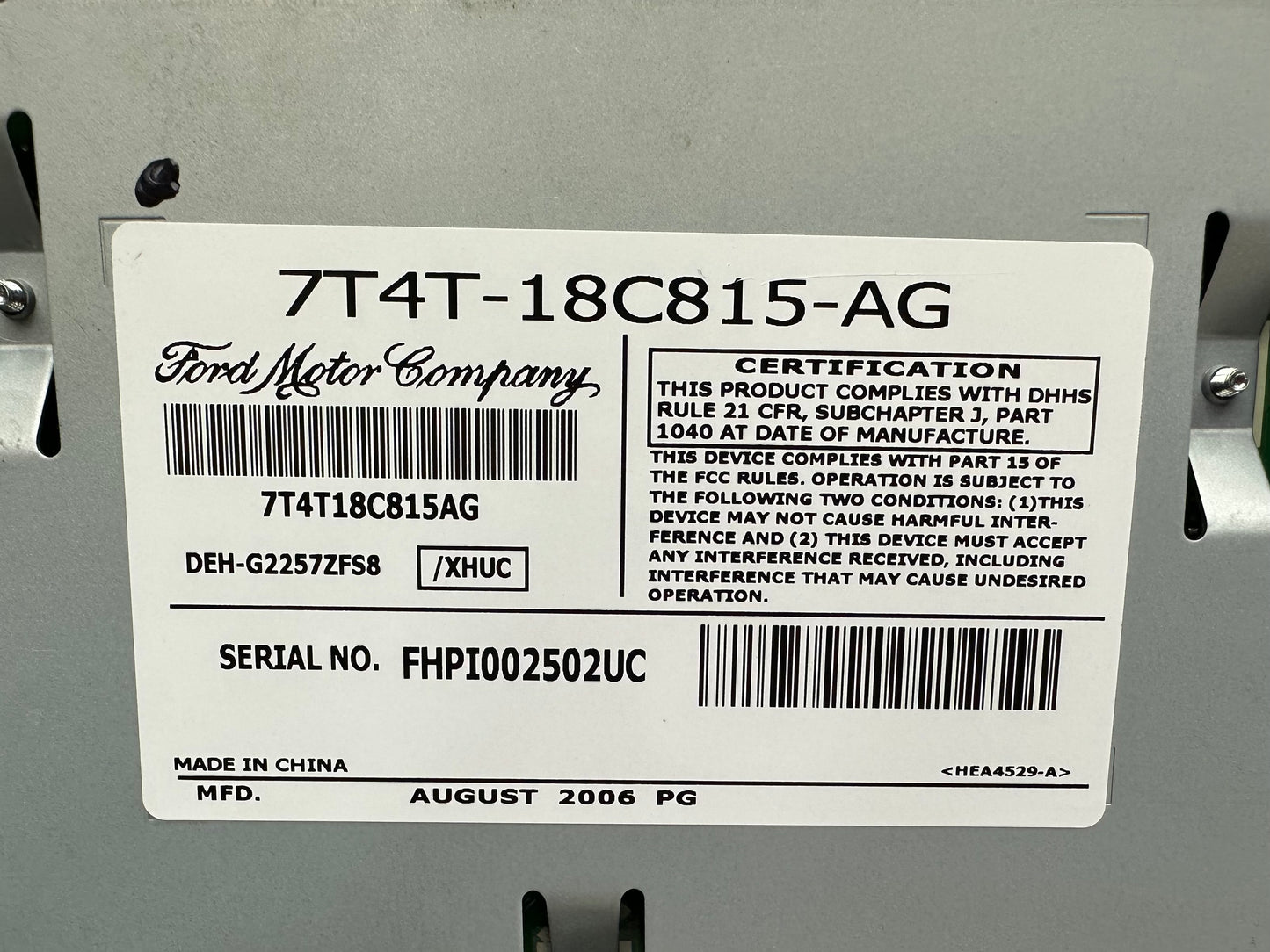 07 Ford F150 Edge Radio 6 Disc CD MP3 AM/FM OEM 7T4T-18C815-AG #A