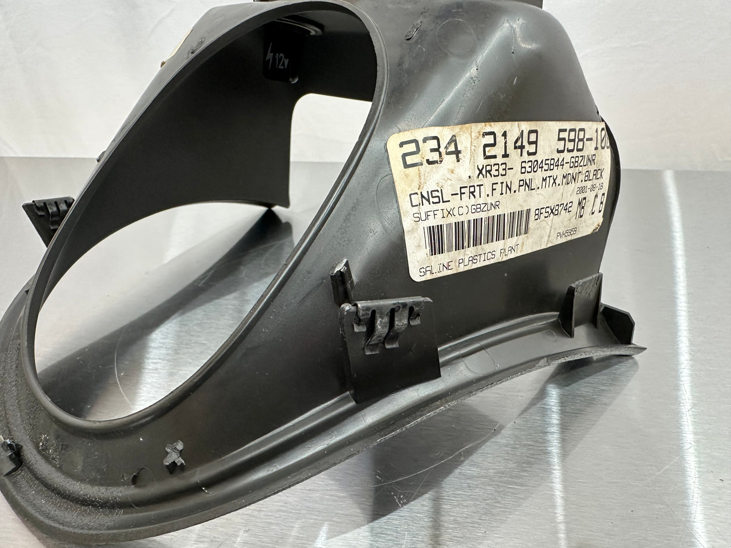 99-04 Ford Mustang Shifter Console Trim Bezel Midnight Black W/ Cigarette Lighter Outlet W/ 12V Cigarette Lighter Dummy OEM XR33-6304844, 44ZG-2526, 93BG-135052-BA #01