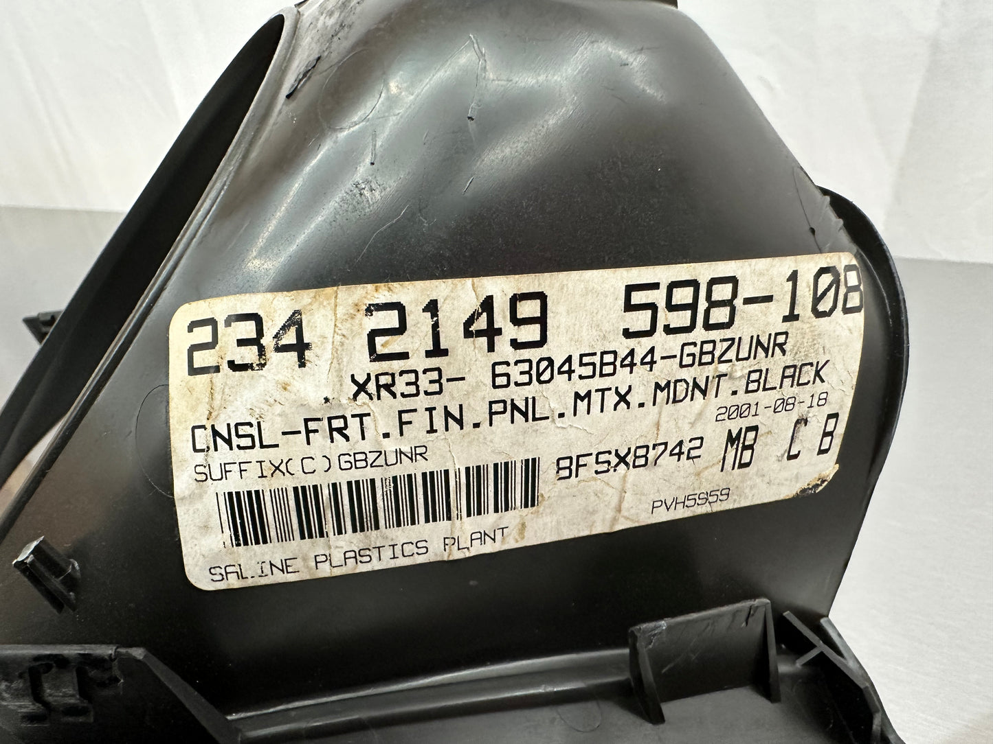 99-04 Ford Mustang Shifter Console Trim Bezel Midnight Black W/ Cigarette Lighter Outlet W/ 12V Cigarette Lighter Dummy OEM XR33-6304844, 44ZG-2526, 93BG-135052-BA #01