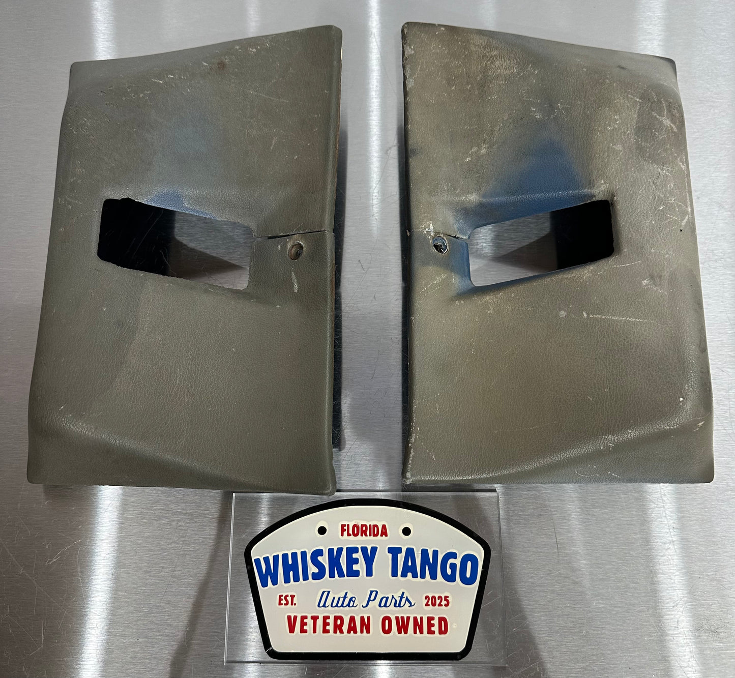 80-86 Ford F150 F250 Regular Cab Seatbelt Cover Bezel LH RH OEM E4TB-1030230-AWH, E4TB-106023-AWH #T83